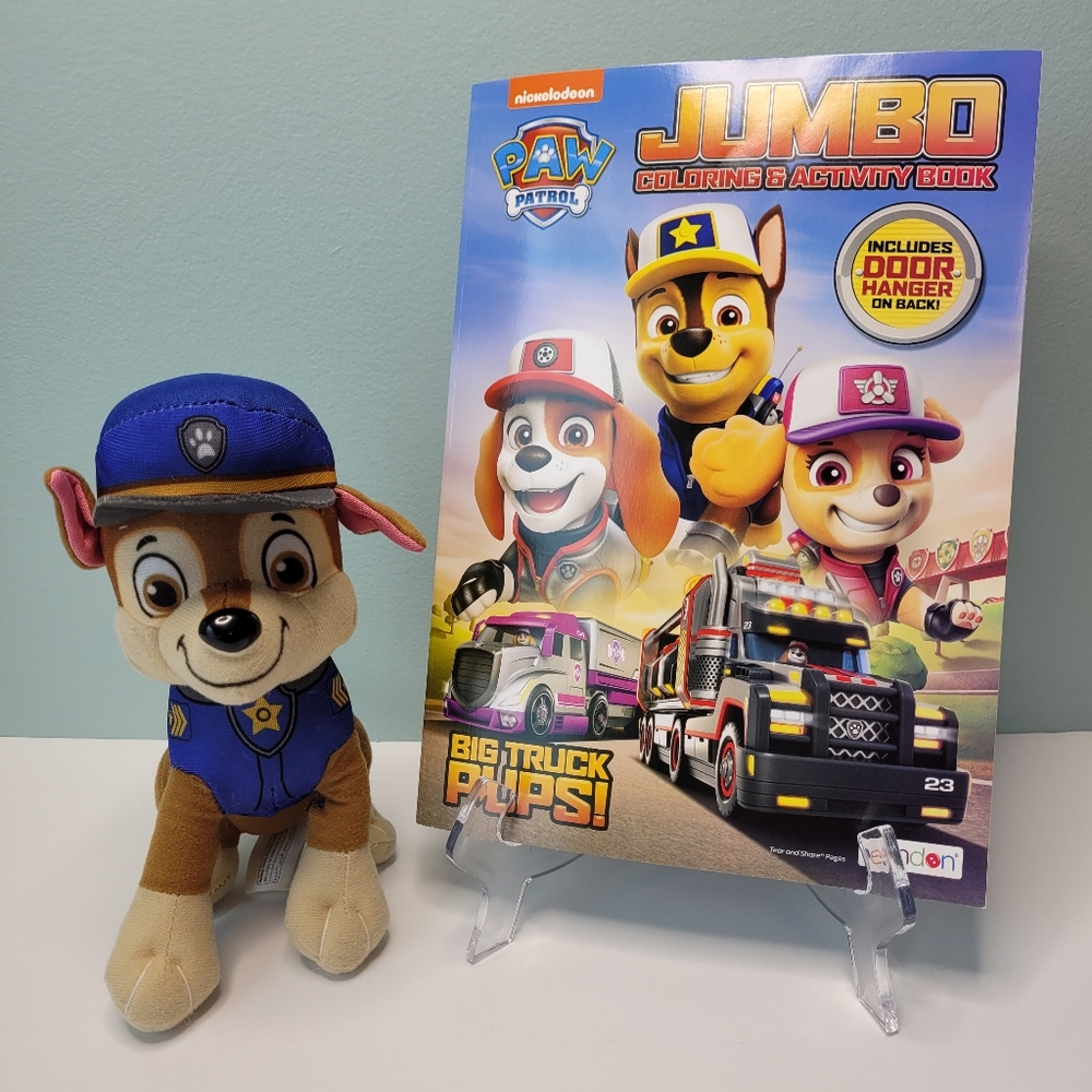 Paw Patrol Plush Chase 8 inch Stuffed Animal Spin Master 2016 with coloring book